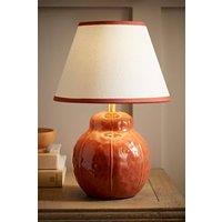 ValueLights Gourdette Burnt Orange Glazed Table Lamp with Tapered Trim Lamp Shade