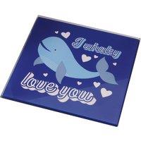 Now or Never Studios Valentines Glass Coaster - I Whaley Love You in Blue