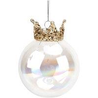 Widdop Iridescent Glass Bauble with Sparkly Glitter Crown in Clear