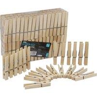 JVL Birch Wood Pegs - Pack of 102 - Wooden in Brown | Size: 1 Pack