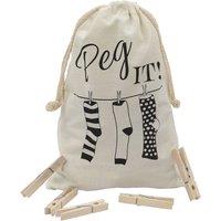 JVL Cotton Peg Bag With 100 Wooden Pegs - Cream | Size: 1 Pack