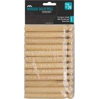 JVL Traditional Wooden Dolly Pegs, Ideal for Laundry & Craft, Pack of 24, Brown