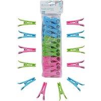 JVL Prism Plastic Clip Pegs with Hooks - Pack of 24 in Pink | Size: 1 Pack