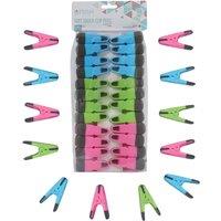 JVL Prism Soft Touch Clip Pegs - Pack of 24 in Pink | Size: 1 Pack
