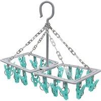 JVL Folding Sock Dryer Complete with 20-Piece Clothes Peg in Grey | Size: 1 Pack