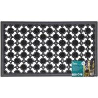 JVL Elipses Circles Rubber Doormat 40x70cm in Black | Size: 40 cm x 70 cm