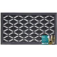 JVL Elipses Eyes Rubber Doormat 40x70cm in Black | Size: 40 cm x 70 cm