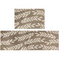 JVL Mega Doormat & Runner - Leaves in Light Brown | Size: 100 cm diameter