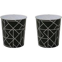 JVL Linear Plastic Waste Paper Bin - Set of 2 in Black | Size: 2 Pack