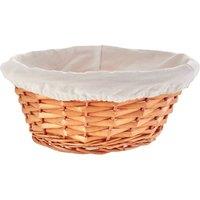 Orsina Round Basket With Cream Inner, Lightweight Handwoven Willow Basket, Strong Rustic Basket For Everyday Use