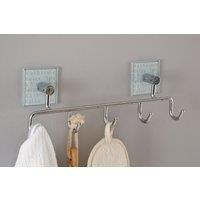 Orsina Bathtime Design Wall Hanger, Compact Hanger Shelf For Towels, Hanging Rail For Clothes, 5-Hook Hanger For Wall in Silver