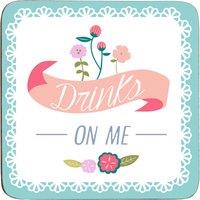 Orsina Set of Four Cork Coasters, Durable Heat-Resistant Table Mats with Vintage Floral Design