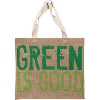 Orsina Green 'Green Is Good' Shopping Bag, nature friendly Reusable Tote With Slogan Print & Strong Handles