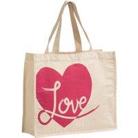Orsina Green 'Love' Shopping Bag, nature friendly Reusable Tote With Heart Print & Strong Handles, Lightweight in Red