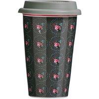 Orsina Beautiful Design Ditsy Travel Mug, Decorative Design Mug For Journies, Secured Lid Reusable Travel Mug in Grey