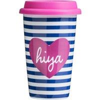 Orsina Decorative Design Hiya Travel Mug, Beautiful Design Mug For Journies, Secured Lid Reusable Travel Mug