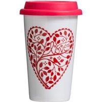 Orsina Beautiful Design Chickadee Travel Mug, Decorative Design Mug For Journies, Secured Lid Reusable Travel Mug in White