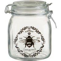 Orsina Queen Bee Jar 1000ml, Elegant Glass Storage Jar with Clip Top Lid, French-Inspired Design with Bee Motif in Clear