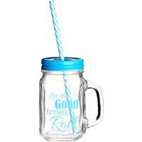 Orsina Good Times Square Mason Jar Mug in Blue