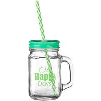 Orsina Happy Days Square Mason Jar Mug in Green