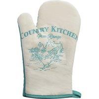 Orsina Kitchen Single Oven Glove, Rustic Farmhouse Design With Quilted Heat Protection, Ensures Safe Handling in White