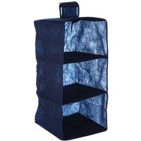 Orsina 3-Section Hanging Garment Organiser In Black, Compact Fabric Wardrobe Storage With Hook & Loop Fastening in Blue