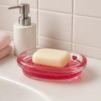 Orsina Acrylic Hearts Soap Dish, Floating Heart Feature in Red