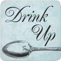 Orsina Set Of Four Drink Up Cork Coaster in Green