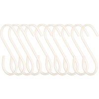 Orsina Set Of 10 Matte White Hooks, Durable Metal S-Hooks For Hanging Kitchen Utensils Or Accessories, Sleek Matte