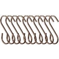 Orsina Set Of 10 Matte Rose Gold Hooks, Durable Metal S-Hooks For Hanging Kitchen Utensils Or Accessories, Sleek in Silver