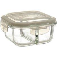 Orsina 2-Section Square Glass Container with Lid - 520ml, Borosilicate Glass with Airtight Silicone Seal in Clear