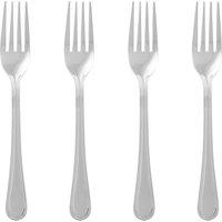 Orsina Set of Four Classic Forks, Elegant Stainless Steel Forks with Curved Handles, Polished Silver Finish