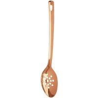 Orsina Shiny Copper Finish Slotted Spoon, Unique Stainless Steel Holed Spoon, Luxe Slotted Spoon With Long Handle in Rose Gold