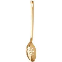 Orsina Shiny Copper Finish Slotted Spoon, Unique Stainless Steel Holed Spoon, Luxe Slotted Spoon With Long Handle in Gold
