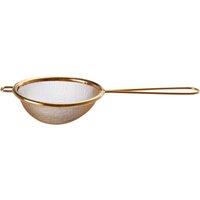 Orsina Small Gold Finish Round Sieve, Stainless Steel Mesh Strainer With Grip, Compact Colander With Hanging Loop