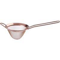 Orsina Lustrous Large Gold Finish Sieve, Gold-Tinted Strainer With Inclined Grip, Kitchen Sieve with Sloped Hold in Rose Gold