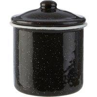 Orsina Small Black Canister, Stylish Storage Jar With Bamboo Lid & Airtight Seal, Durable Ceramic Canister