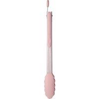 Orsina Stainless Steel Tongs With Red Silicone Tips, Heat Resistant Tongs With Grip, Kitchen Tongs With Sliding Lock in Light Pink