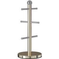 Premier Housewares Brushed Stainless Steel Mug Tree Gold
