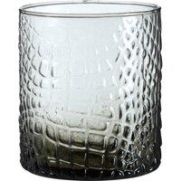 Orsina Glass Tealight Holder, Smoked Tealight Candle Holder With Snakeskin Pattern, Decorative Tea Light Holder in Clear