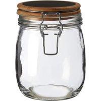Orsina Stylish Glass Storage Jar with Wooden Lid 750 ml, Durable Glass Jar With Lid, Sleek Airtight Storage Jar in Clear