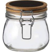 Orsina Durable Glass Storage Jar with Wooden Lid 500 ml, Stylish Glass Jar With Lid, Sleek Airtight Storage Jar in Clear