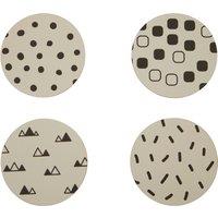 Orsina Set Of 4 Eclectic All Sorts Coasters, Water Absorbent Monochromatic Circle Coasters, Ideal for Everyday Use in White
