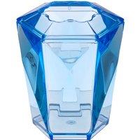 Orsina 3D Geometric Blue Acrylic Toothbrush Holder, Freestanding Toothbrush Unit, Lightweight Bathroom Accessory