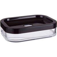 Orsina Black Acrylic Soap Dish, Rectangular Draining Soap Tray With Self-Draining Hole, Compact Soap Dish Holder