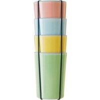 Orsina Set of 4 Arch Tumblers, Melamine Drinking Cups With Blue Rim, Beverage Glasses Set, Ideal For Outdoor Picnics