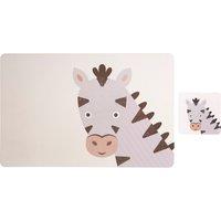 Orsina Set Of Two Zebra Placemats & Coasters, Safari-Themed Tableware For Kids, Heat Resistant Plastic Mats