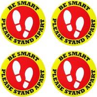 Orsina Warning Floor Sticker Be Smart Please Stand Apart Set of 4