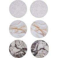 Orsina Set Of 6 Assorted Marble Effect Cork Coasters, Multicoloured Wavy Pattern Drink Mats, Heat Resistant
