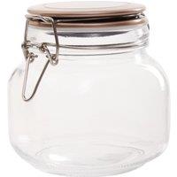 Orsina Square 800ml Glass Jar with Champagne-Coloured Metal Lid, Airtight Clip-Top Storage Canister in Clear